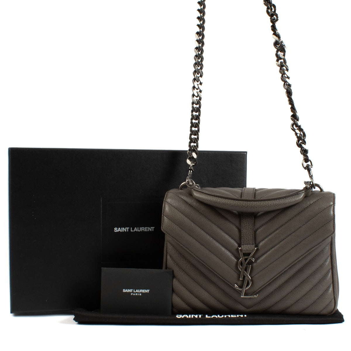 Shop 100% authentic secondhand Saint Laurent Grey Leather Medium College Bag on Labellov.com