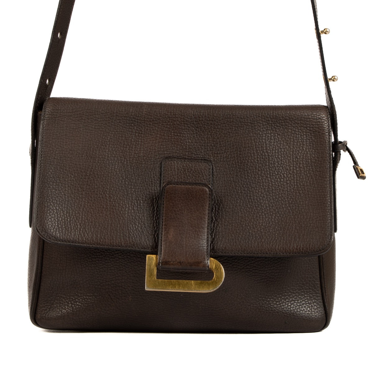 Shop safe online at Labellov in Antwerp, Brussels and Knokke this 100% authentic second hand Delvaux Brown Leather Poirier Crossbody