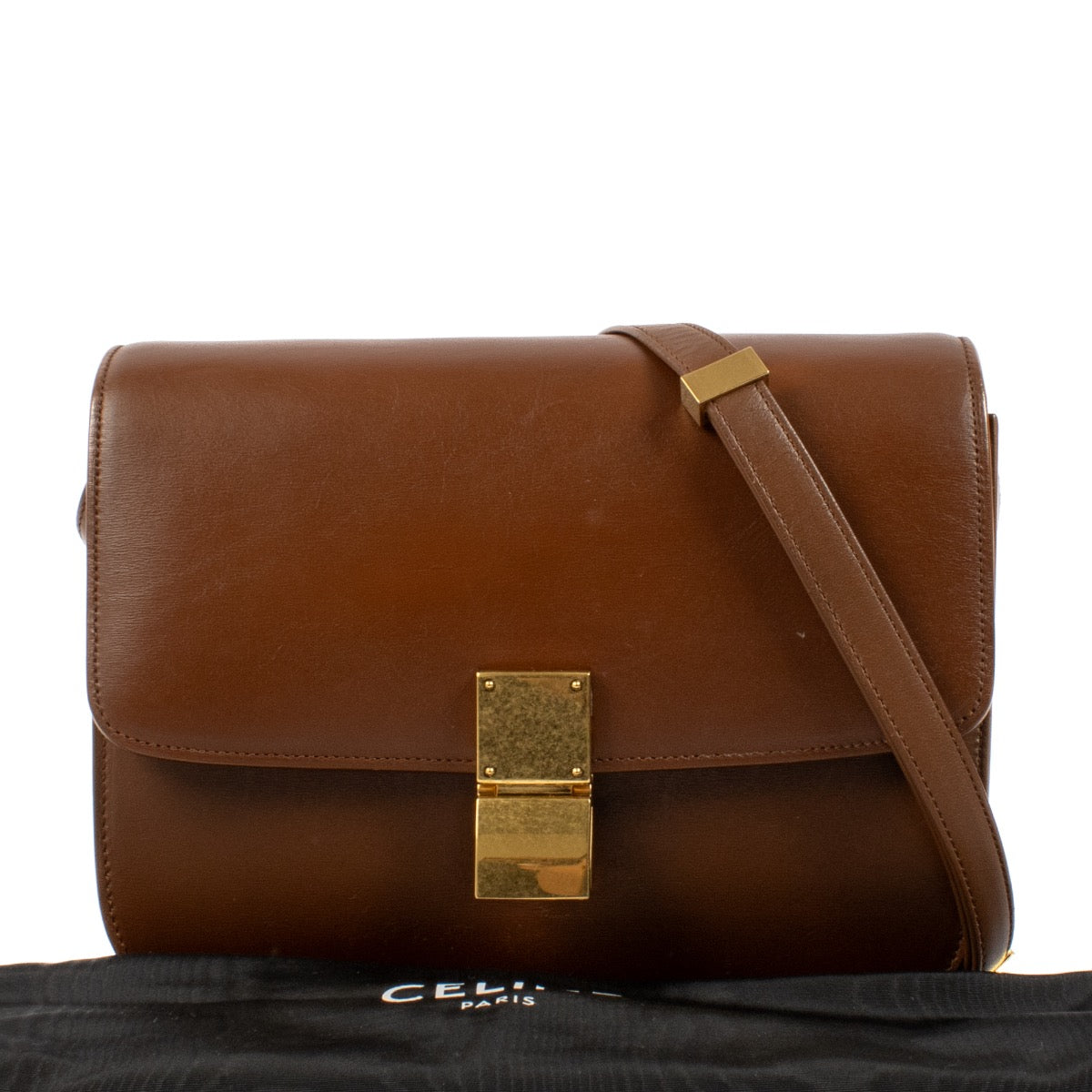 shop 100% authentic second hand Celine Brown Leather Medium Classic Box Bag on Labellov.com
