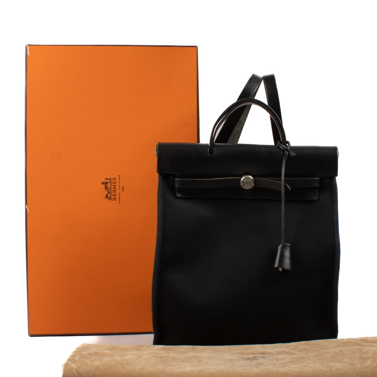 shop 100% authentic second hand Hermès Herbag Backpack Black Toile Officier/Vache Hunter BPHW on Labellov.com