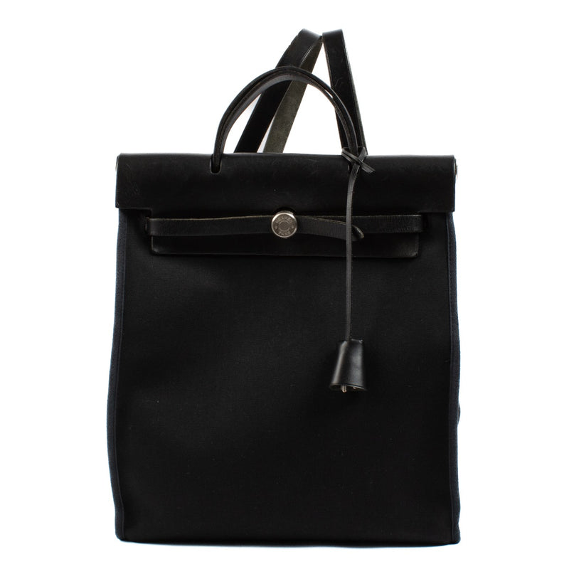 shop 100% authentic second hand Hermès Herbag Backpack Black Toile Officier/Vache Hunter BPHW on Labellov.com