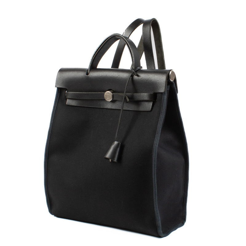 shop 100% authentic second hand Hermès Herbag Backpack Black Toile Officier/Vache Hunter BPHW on Labellov.com