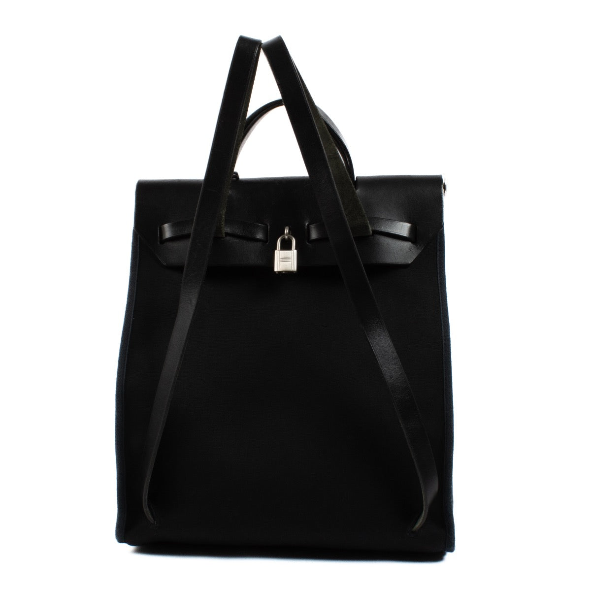 shop 100% authentic second hand Hermès Herbag Backpack Black Toile Officier/Vache Hunter BPHW on Labellov.com