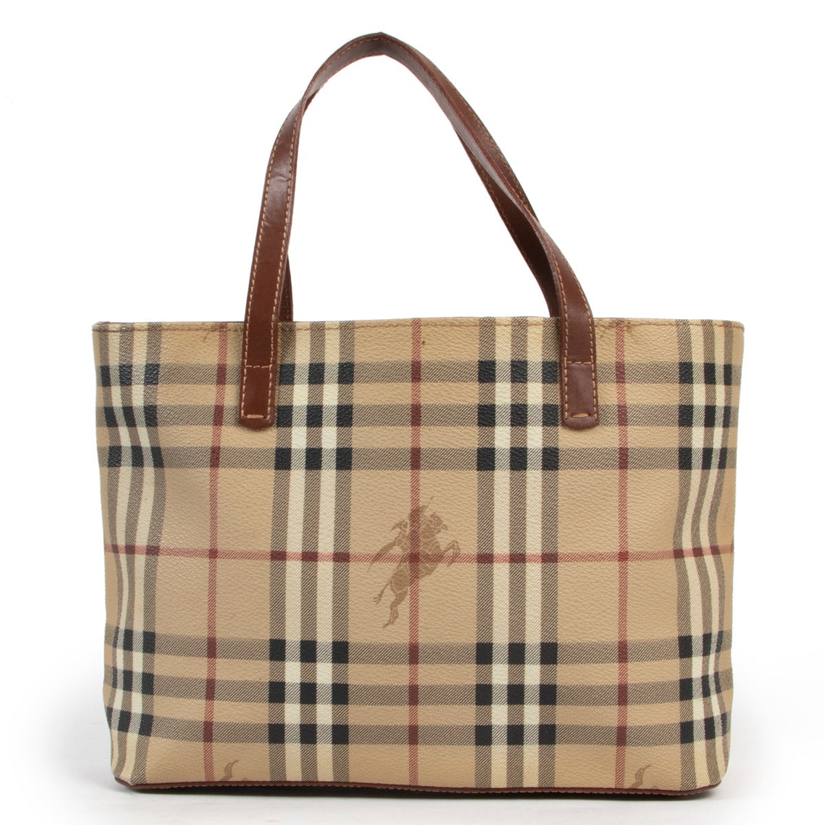 Burberry Monogram Canvas Top Handle Bag