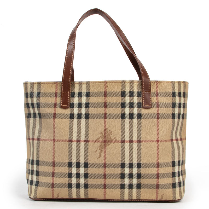 Burberry Monogram Canvas Top Handle Bag