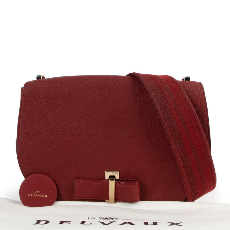 Shop authentic second hand Delvaux Le Mutin Red Crispy Calf Crossbody Bag at Labellov