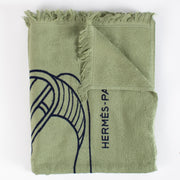 authentic preloved Hermès Green Beach Towel on Labellov.com