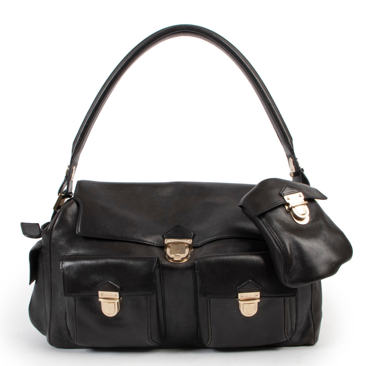 Delvaux Coquin Poches Black Bridon Shoulder Bag