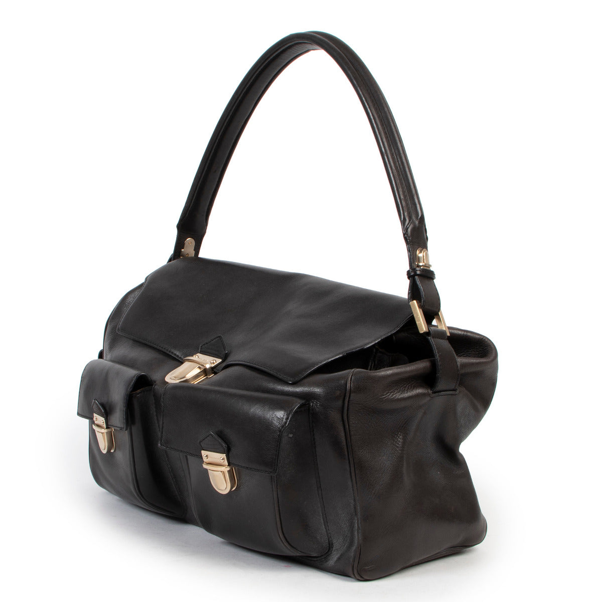Delvaux Coquin Poches Black Bridon Shoulder Bag