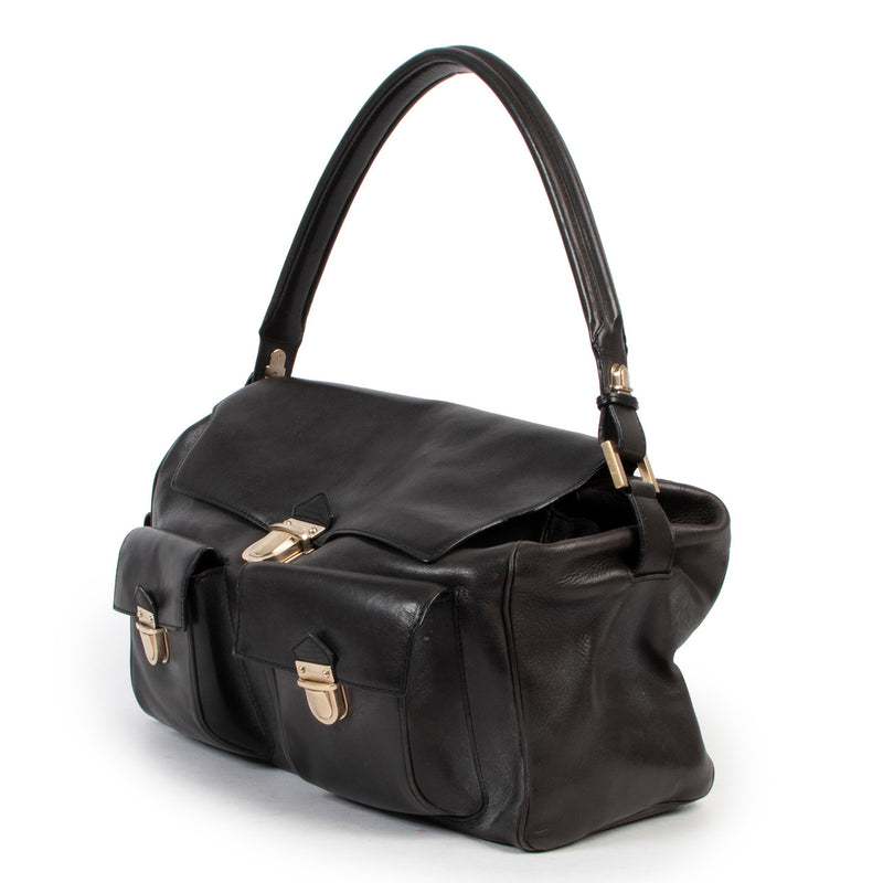 Delvaux Coquin Poches Zwarte Bridon Schoudertas