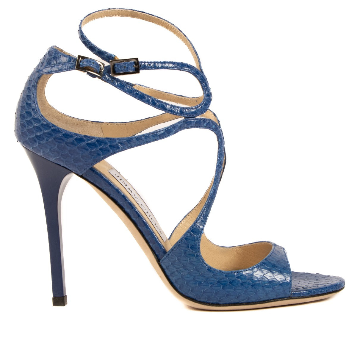 Jimmy Choo Blue Python Lance 100 Sandals