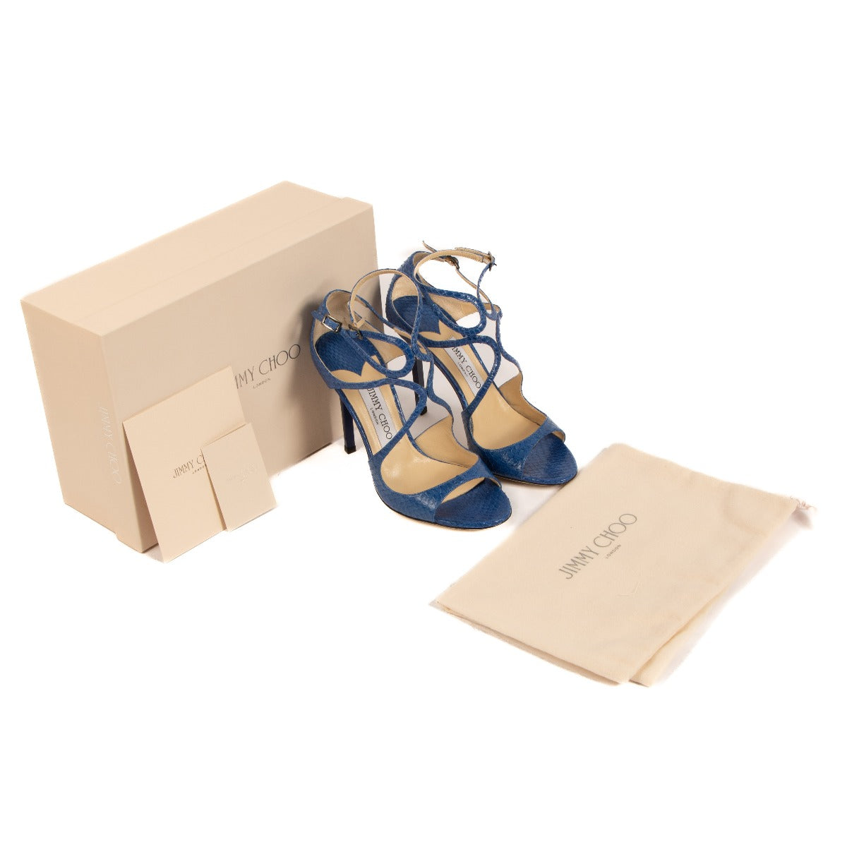 Jimmy Choo Blue Python Lance 100 Sandals