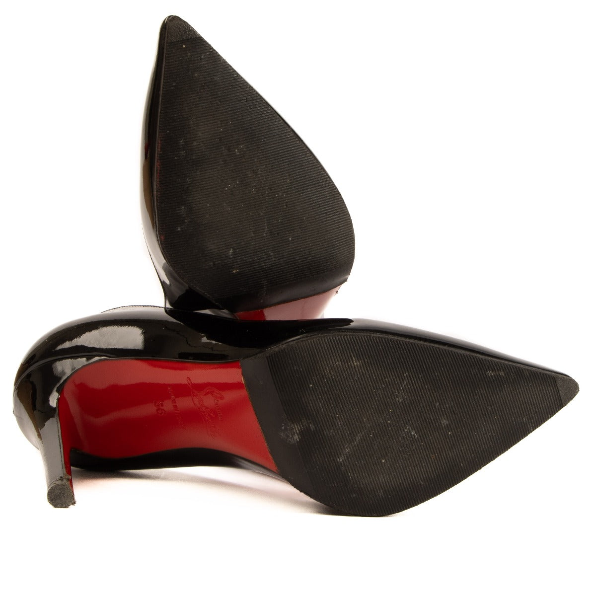 Escarpins Christian Louboutin Pigalle 100 en cuir verni noir - Taille 36