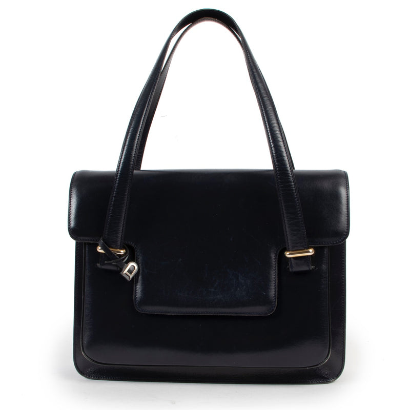 Shop safe online 100% authentic second hand Delvaux Blue Shoulder Bag in good preloved condition at Labellov in Antwerp.