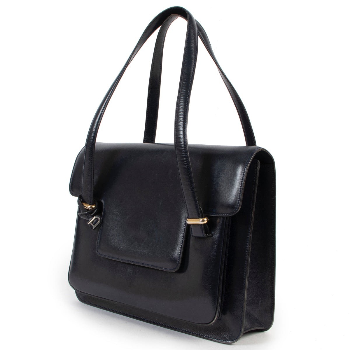 Shop safe online 100% authentic second hand Delvaux Blue Shoulder Bag in good preloved condition at Labellov in Antwerp.