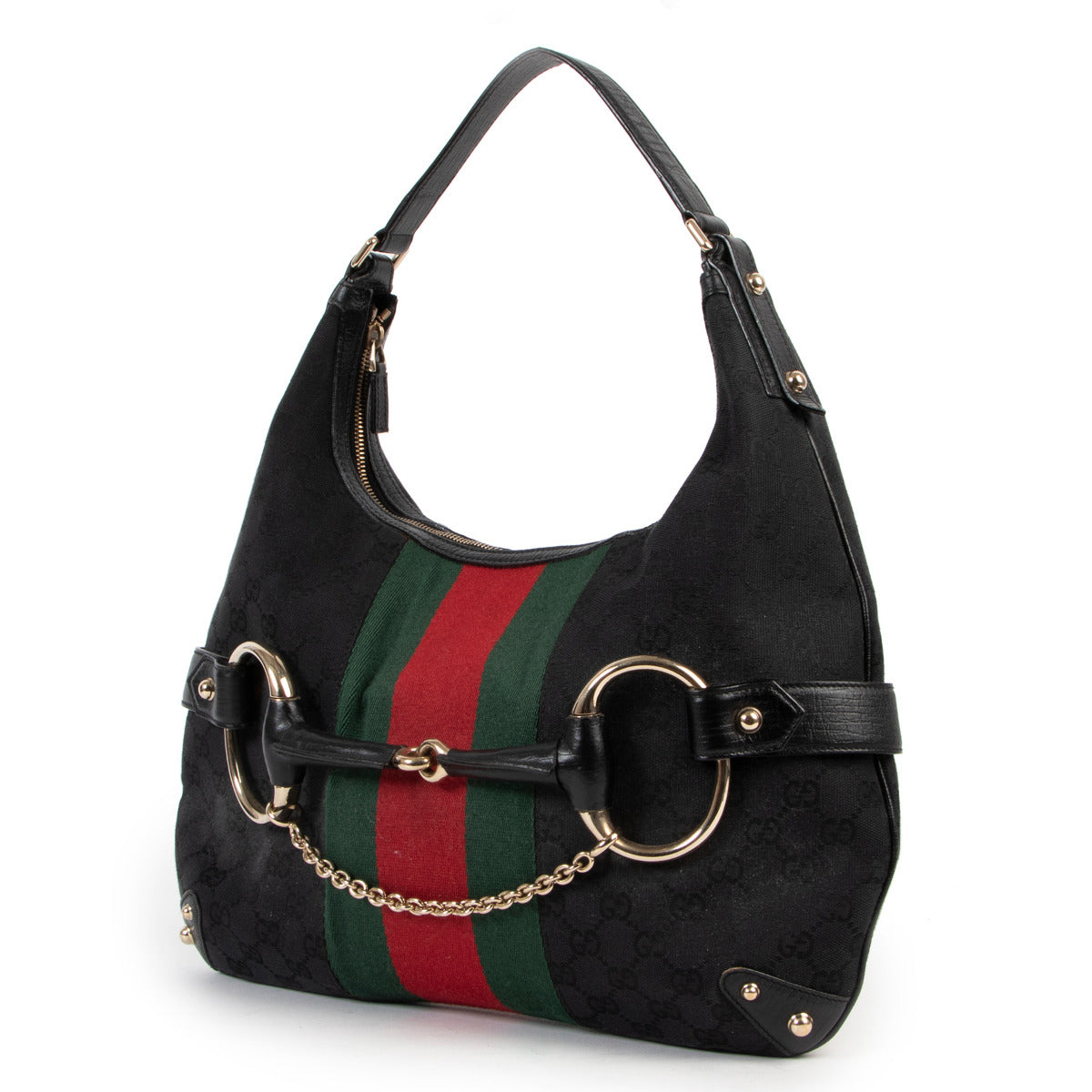 Sac à bandoulière en tissu noir à monogramme Web Gucci