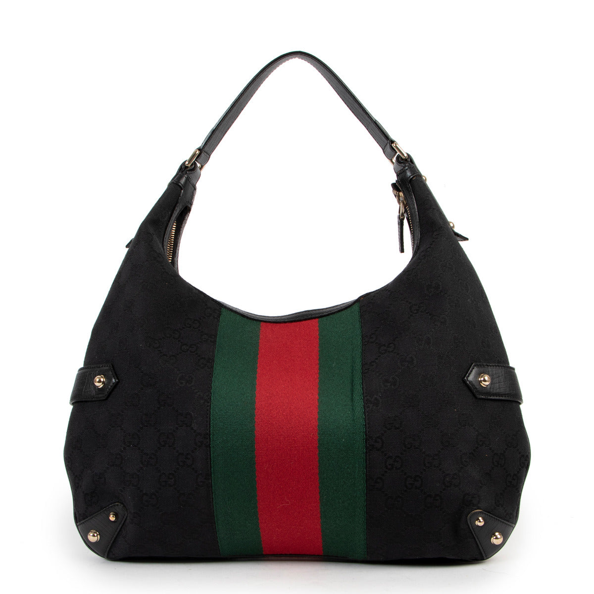 Sac à bandoulière en tissu noir à monogramme Web Gucci