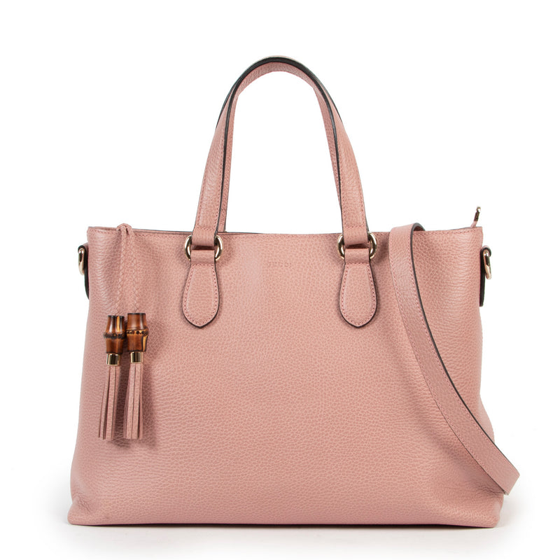 Gucci Convertible Bamboo Tassel Large Dusty Pink Tote Bag