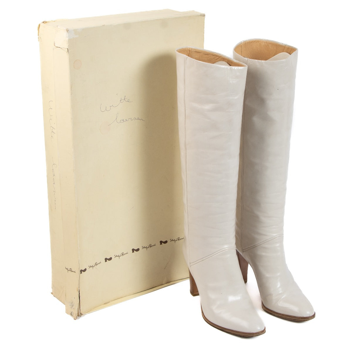 Sergio Rossi White Leather High Boots