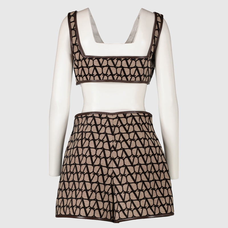 Valentino Bruin Vlogo Top/Rok Set