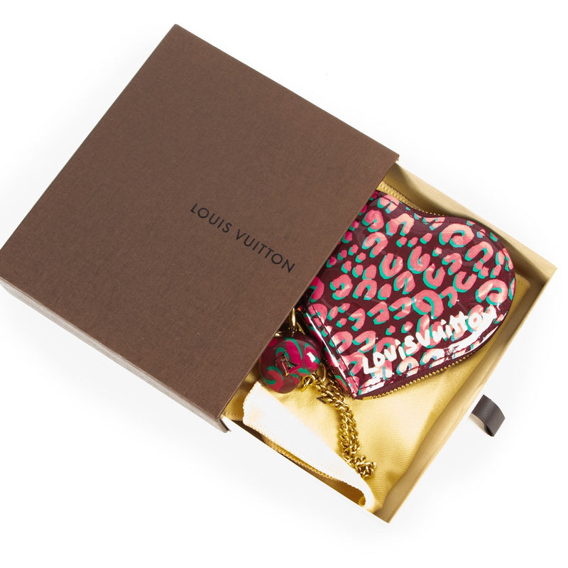 Louis Vuitton Limited Rouge Fauviste Vernis Leopard Heart Coin Purse
