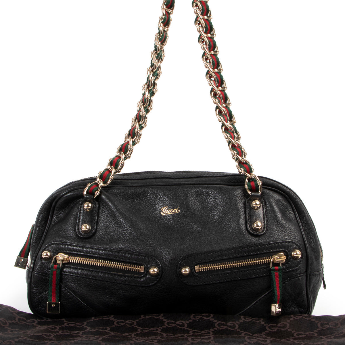 Gucci Black Capri Web Shoulder Bag
