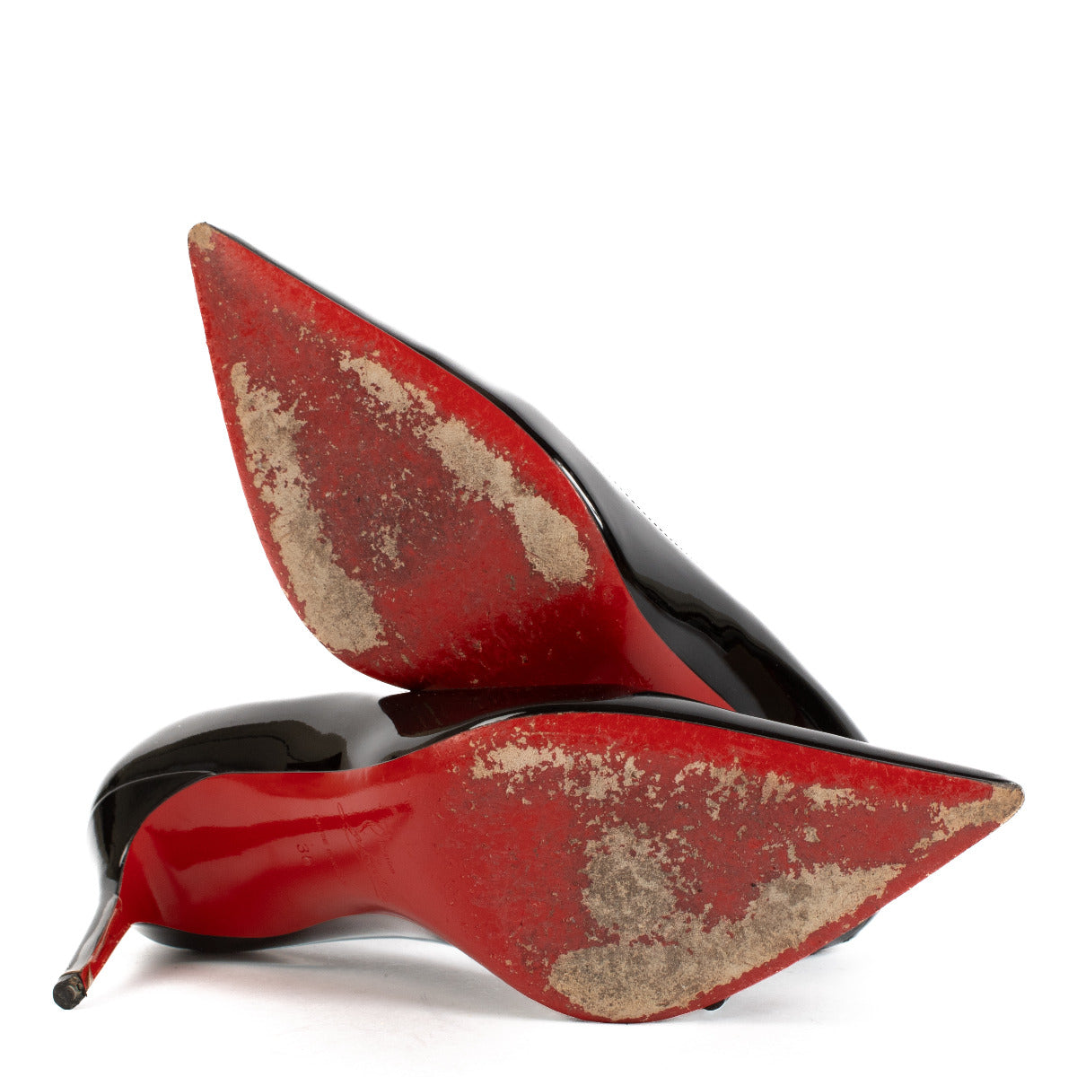 Escarpins Christian Louboutin Decollete 85 en cuir verni noir - taille 36