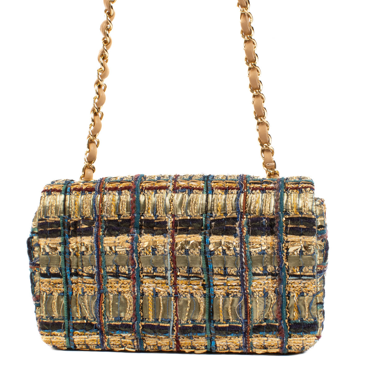Chanel 19A Goudfolie & Tweed Mini Classic Tas