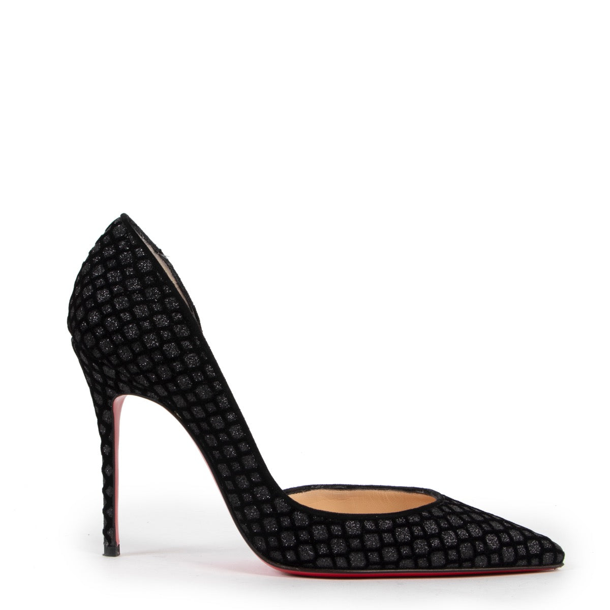 shop safe online Christian Louboutin Black Velvet Glitter Pumps - Size 36