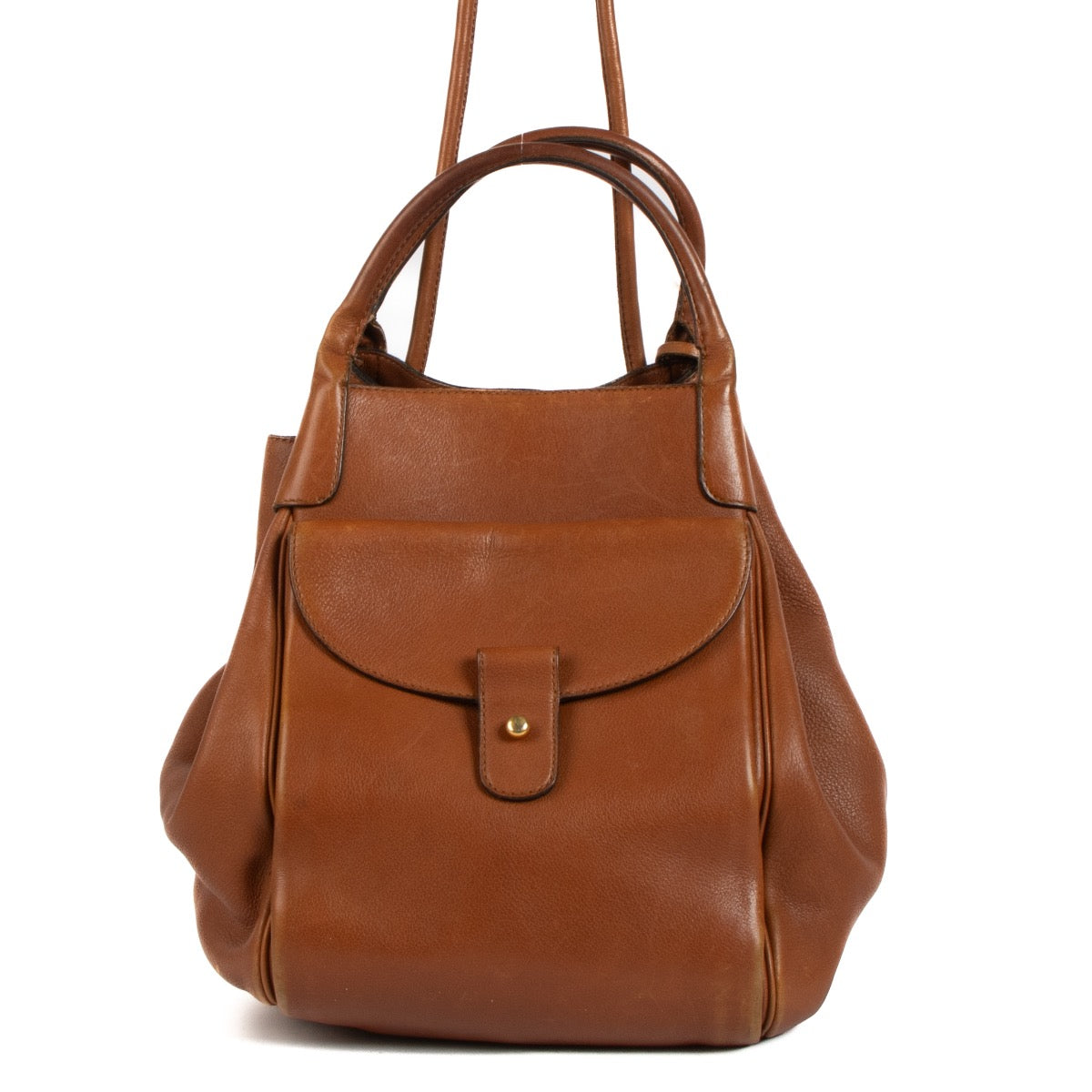 Delvaux Camel Leather Equivoque Bag