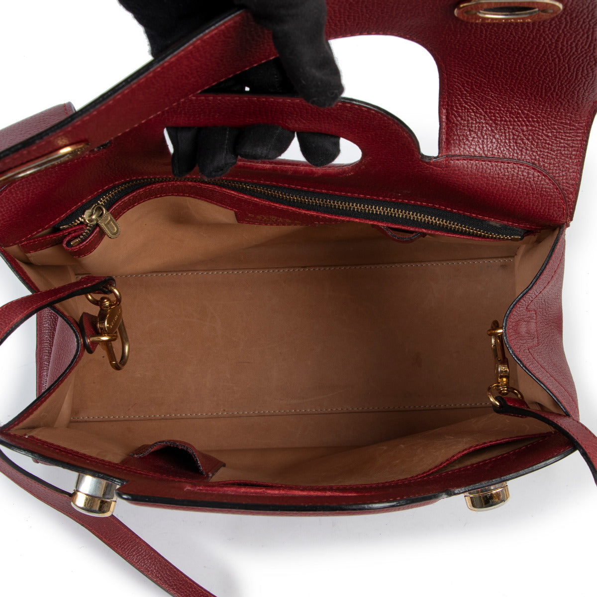 Delvaux Emeraude Red D Top Handle Bag