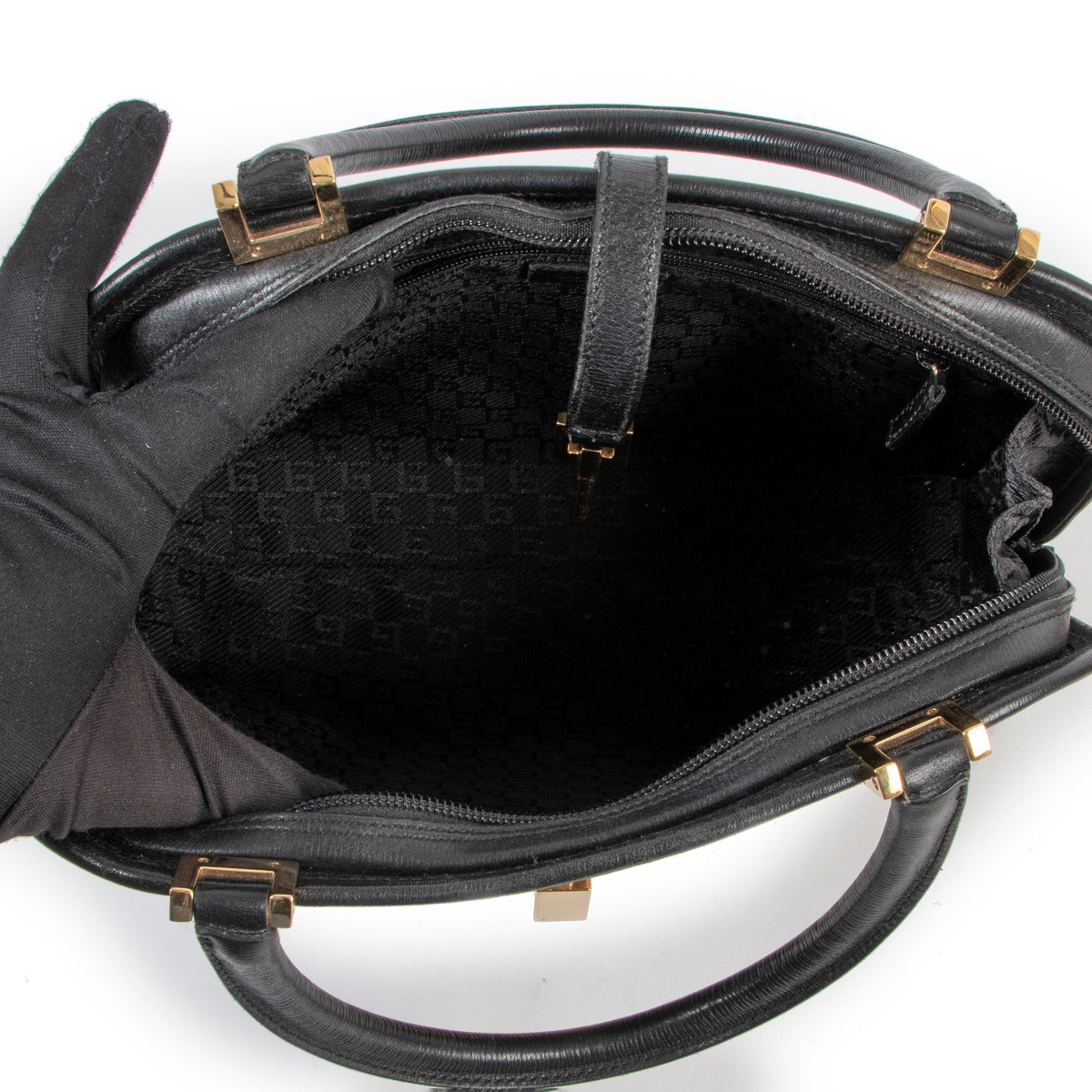 Sac à main Gucci Piston en cuir noir