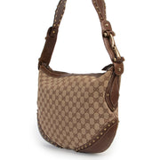 Gucci GG Canvas Stud Pelham Web Large Hobo Bag