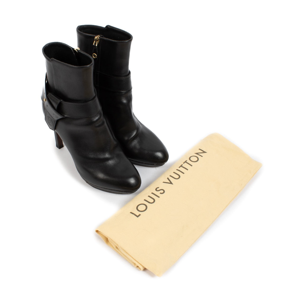 shop 100% authentic second hand Louis Vuitton Black Belted Ankle Boots - Size 39 on Labellov.com
