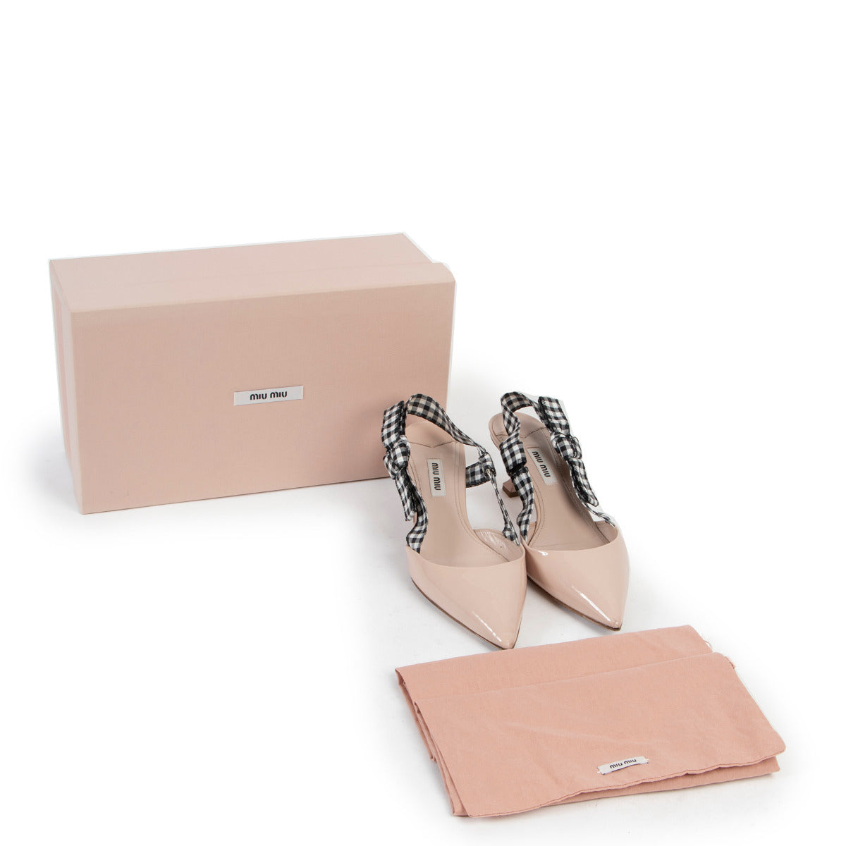 Miu Miu Pink Patent Gingham Pumps - size 37
