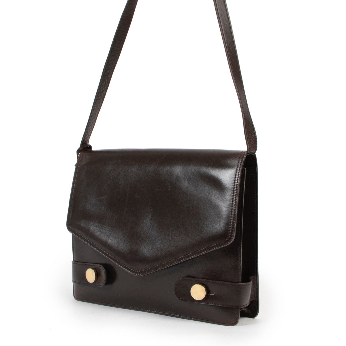 Shop safe online 100% authentic second hand Delvaux Dark Brown Shoulder Bag in very good condition at Labellov in Antwerp.