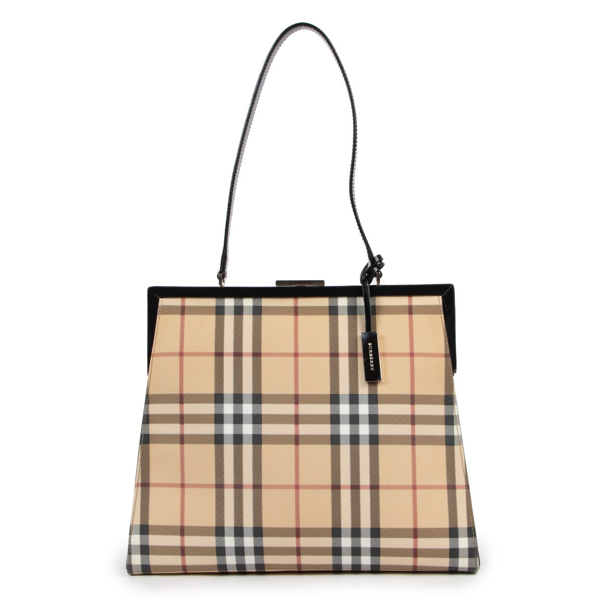 Shop safe online 100% authentic second hand Burberry Checked Canvas Shoulder Bag in very good preloved condition at the right price at Labellov in Antwerp.