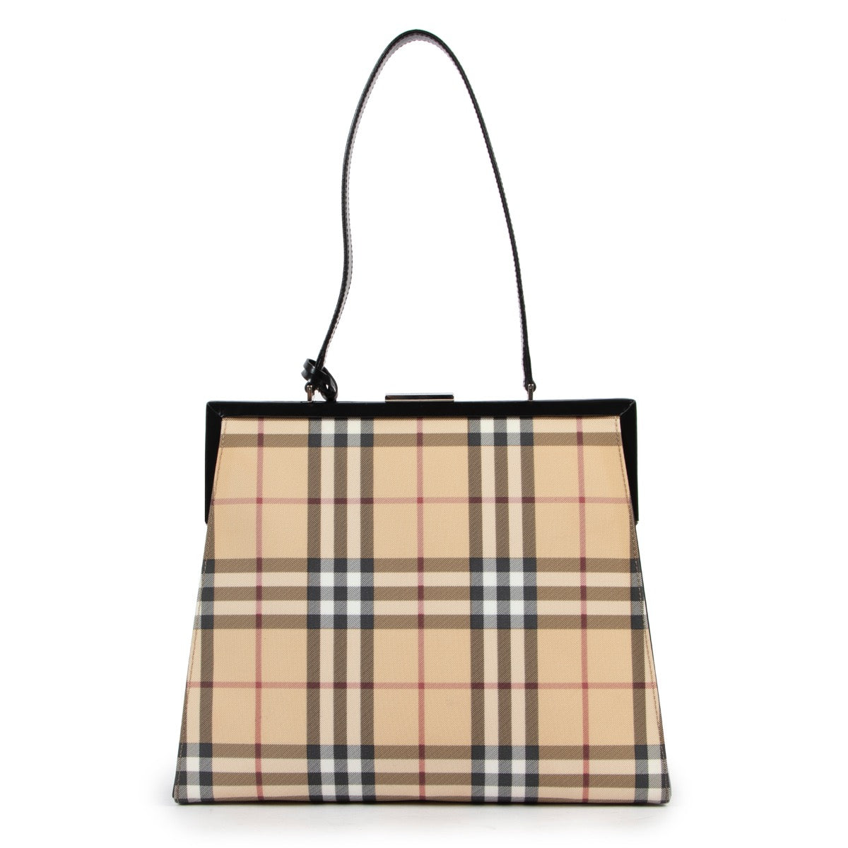 Shop safe online 100% authentic second hand Burberry Checked Canvas Shoulder Bag in very good preloved condition at the right price at Labellov in Antwerp.