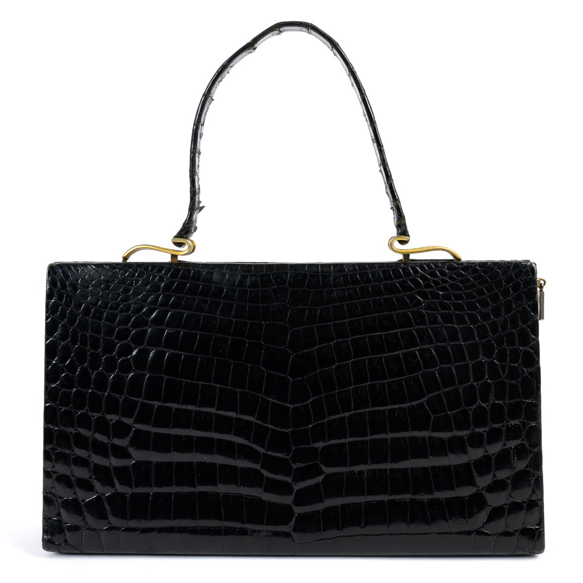 Shop safe online at Labellov in Antwerp this 100% authentic second hand Delvaux Black Croco Top Handle
