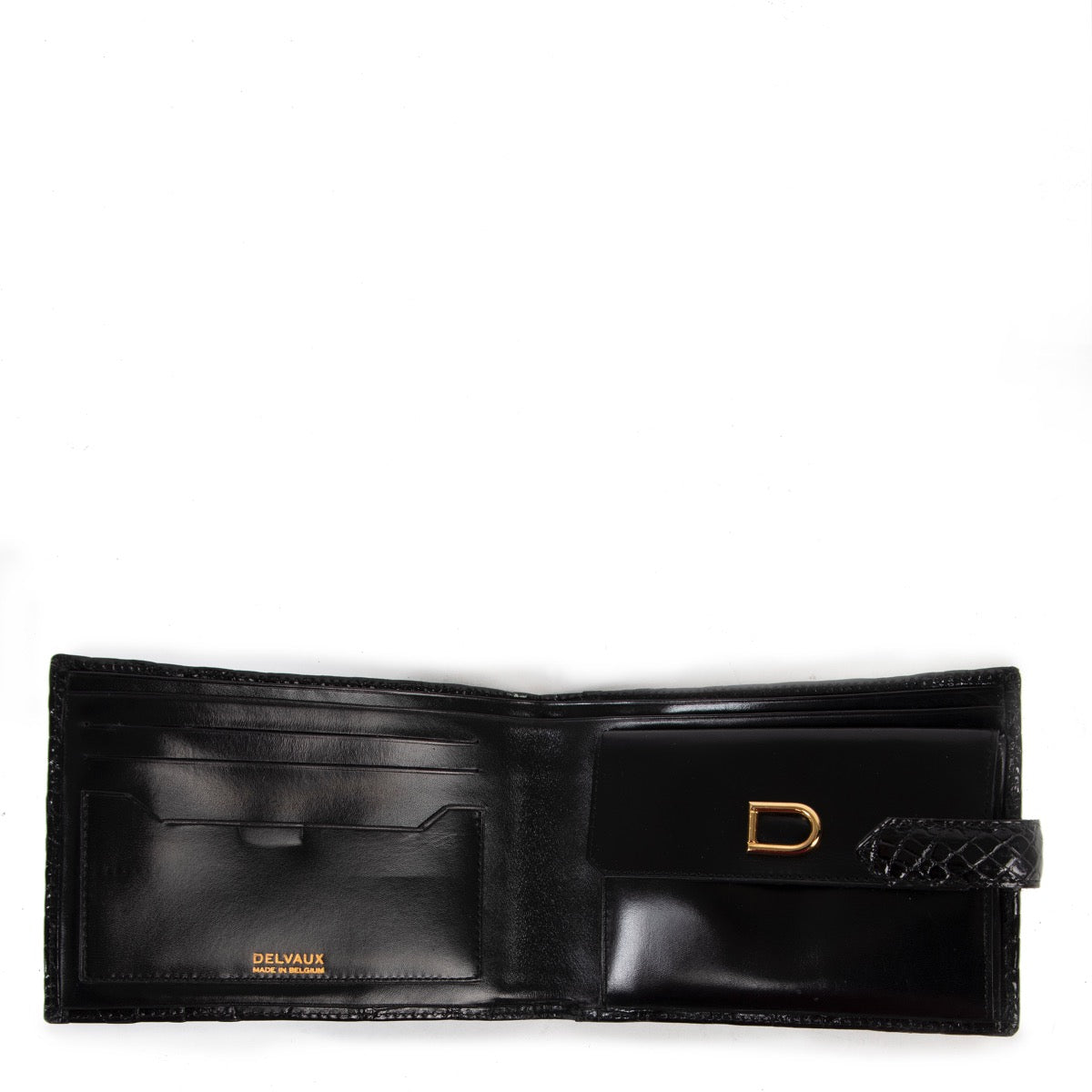 Delvaux Black Crocodile Wallet available now at Labellov Luxury in Antwerp