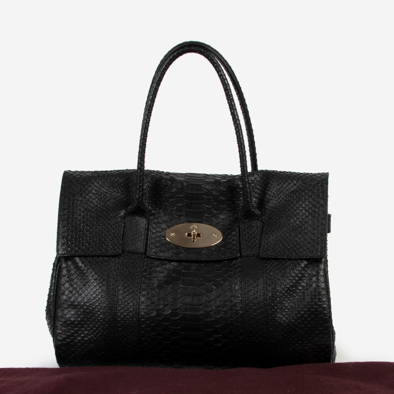 Mulberry Black Snakeskin Bayswater Tote