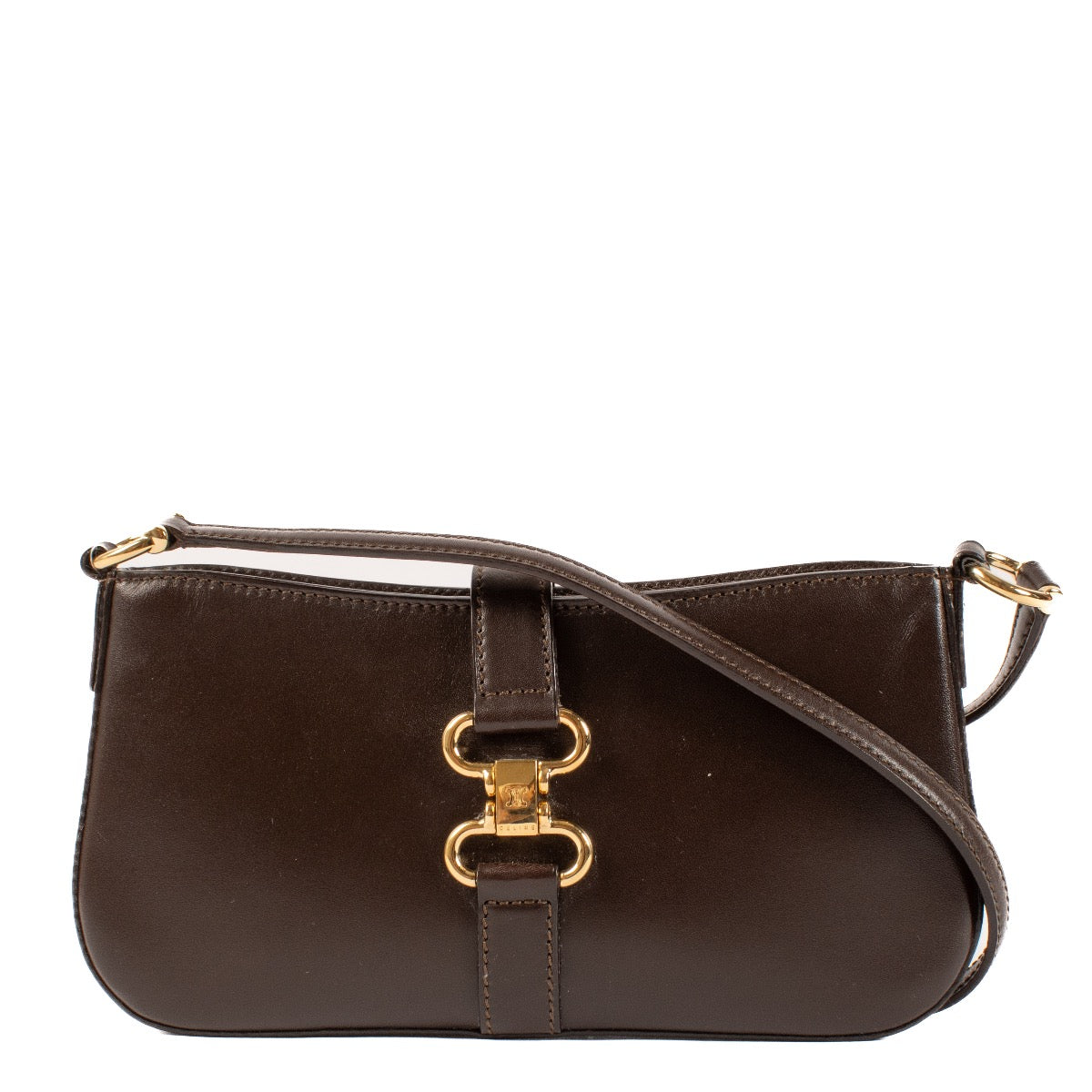 shop 100% authentic second hand Celine Brown Smooth Calfskin Vintage Triomphe Clip Baguette Bag on Labellov.com