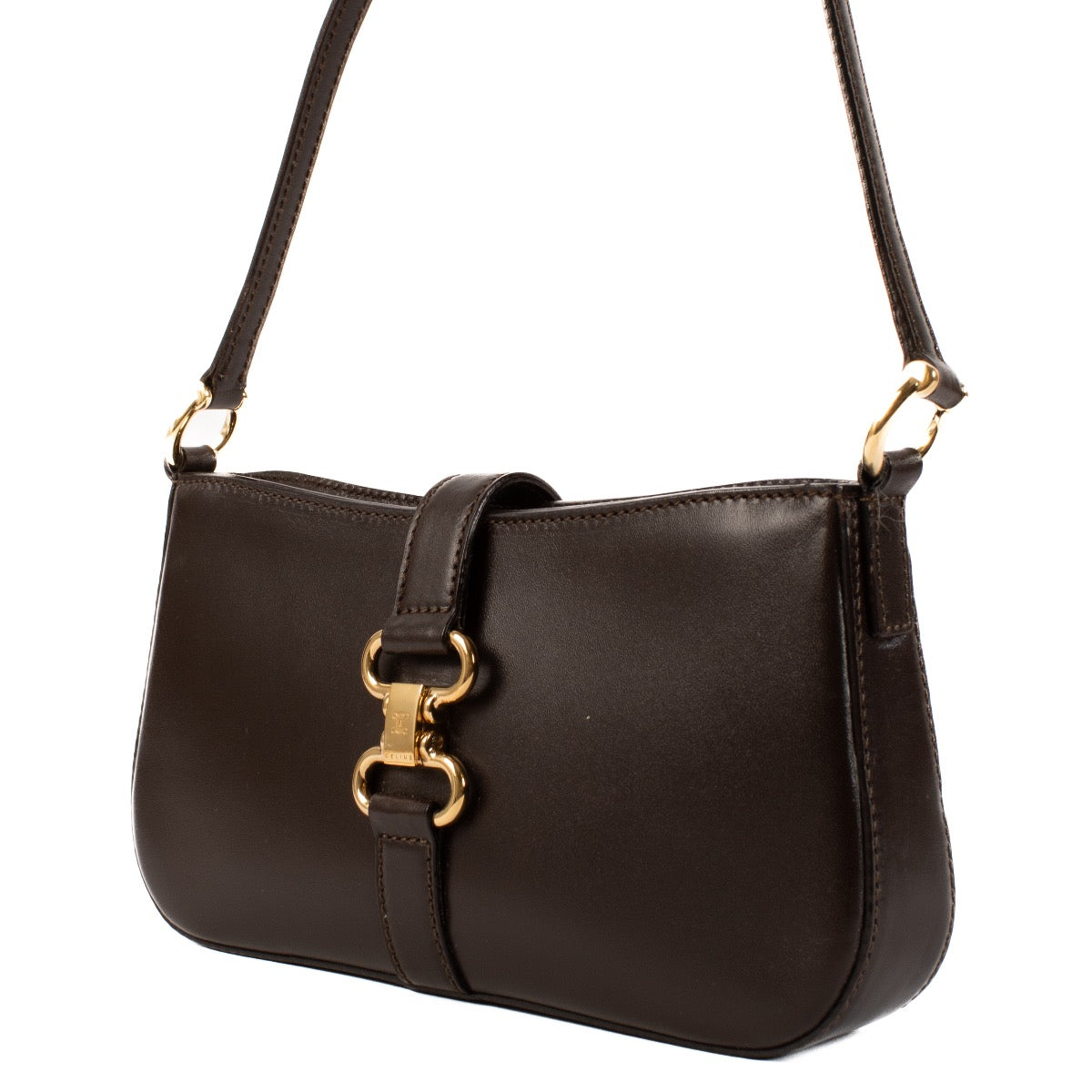 shop 100% authentic second hand Celine Brown Smooth Calfskin Vintage Triomphe Clip Baguette Bag on Labellov.com