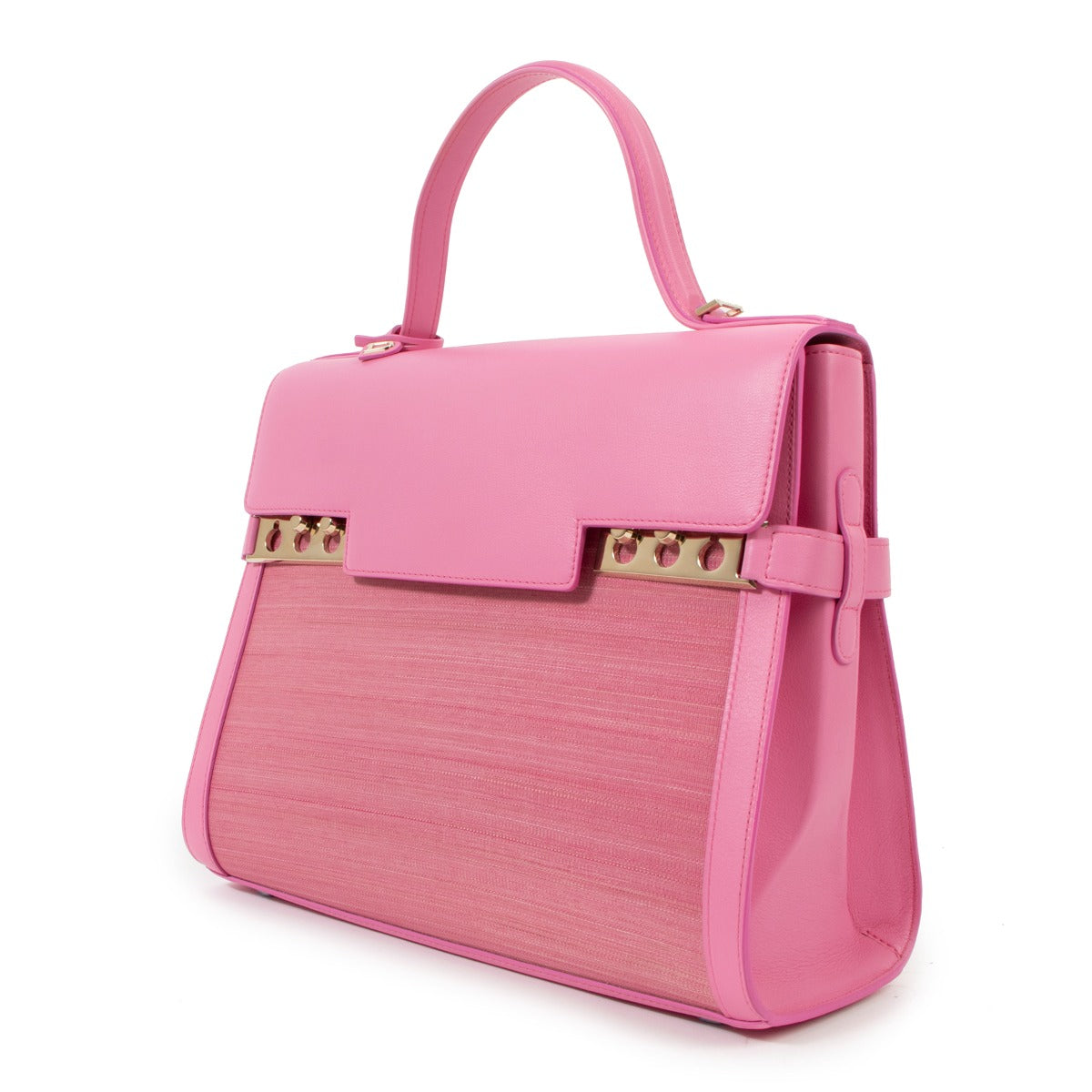Buy an authentic second-hand Delvaux Toile De Crin Flamingo Tempête GM Top Handle Bag in very good condition at Labellov Antwerp.
