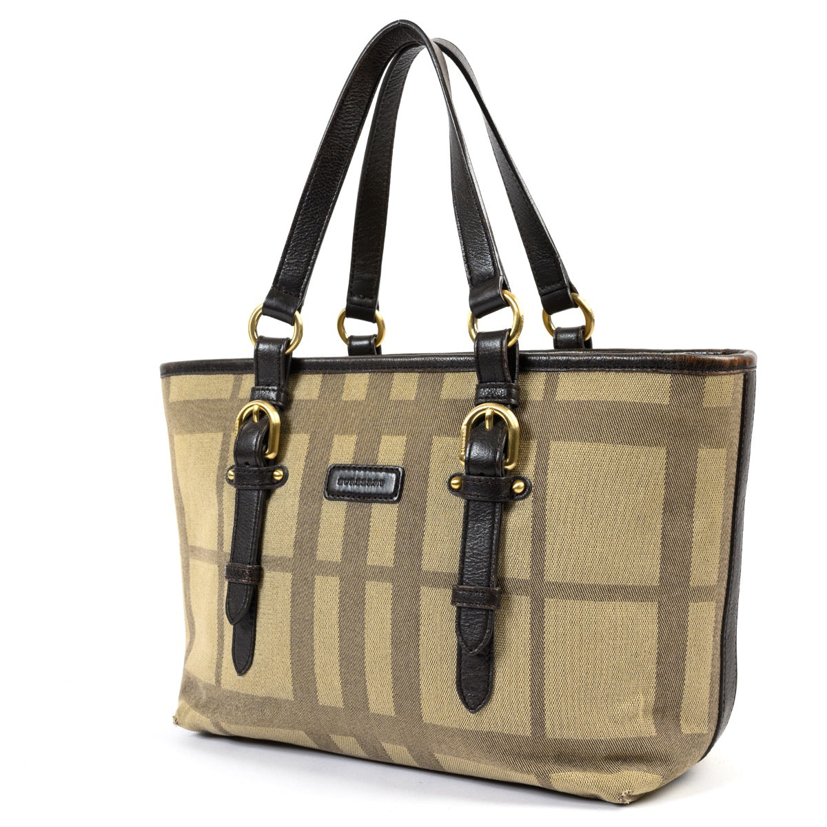 Shop safe online at Labellov in Antwerp this 100% authentic second hand Burberry Brown Canvas Top Handle