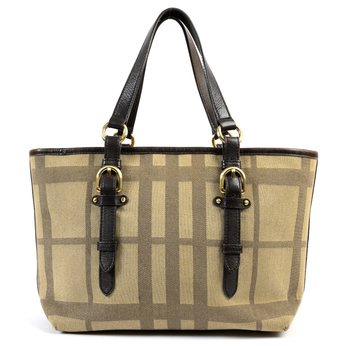 Shop safe online at Labellov in Antwerp this 100% authentic second hand Burberry Brown Canvas Top Handle