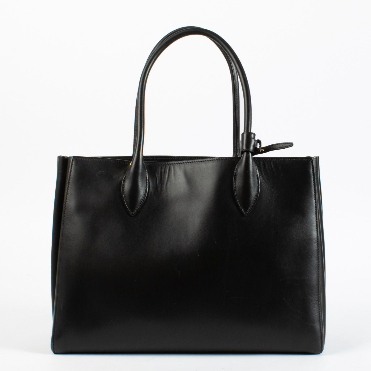 Authentic pre-loved Prada Medium Bibliothèque Tote in calfskin leather with structured silhouette at Labellov.com.