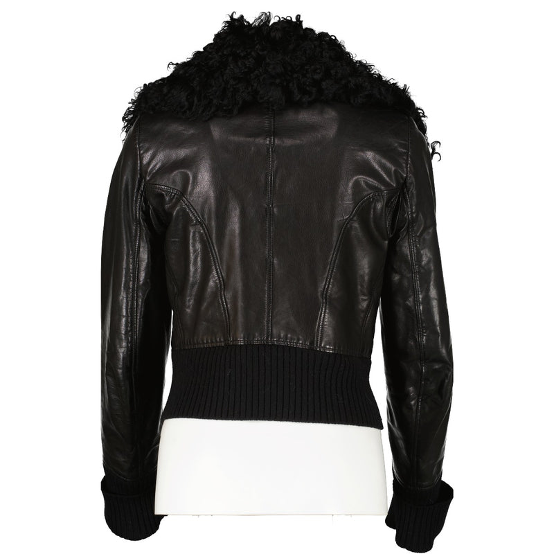 Ann Demeulemeester Black Sheep Fur Leather Jacket