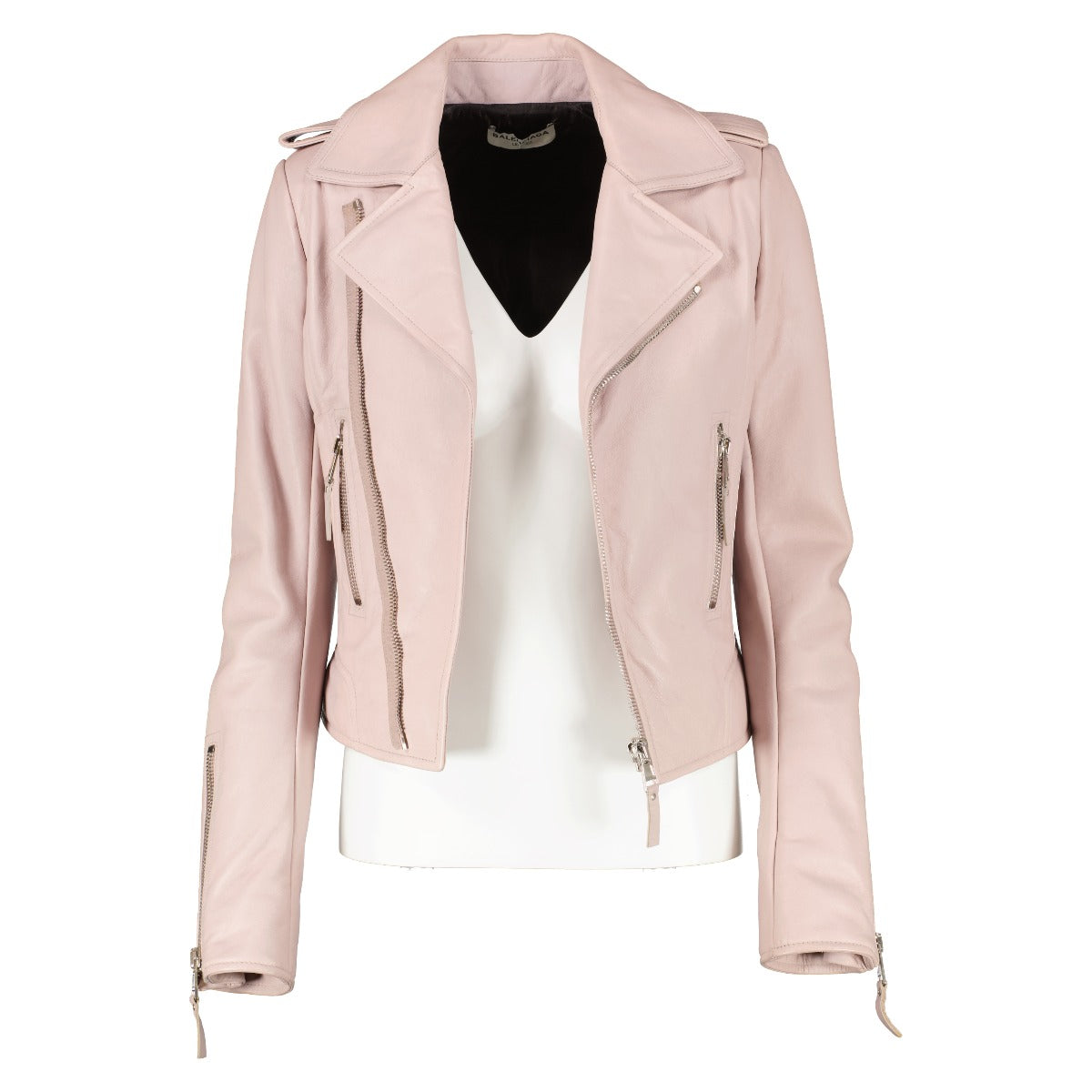 Balenciaga Soft Pink Lambskin Biker Jacket
