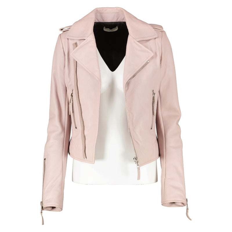 Balenciaga Soft Pink Lambskin Biker Jacket